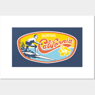 Surfing California Waves riders Posters and Art